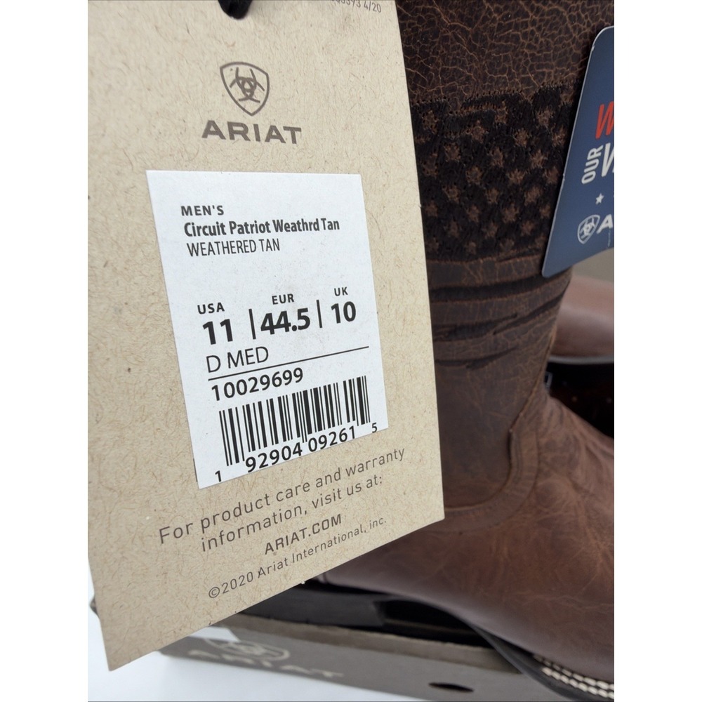 ARIAT CIRCUIT PATRIOT 10029699 Weathered Tan New In Box Cowboy Boots 11D - Picture 11 of 11